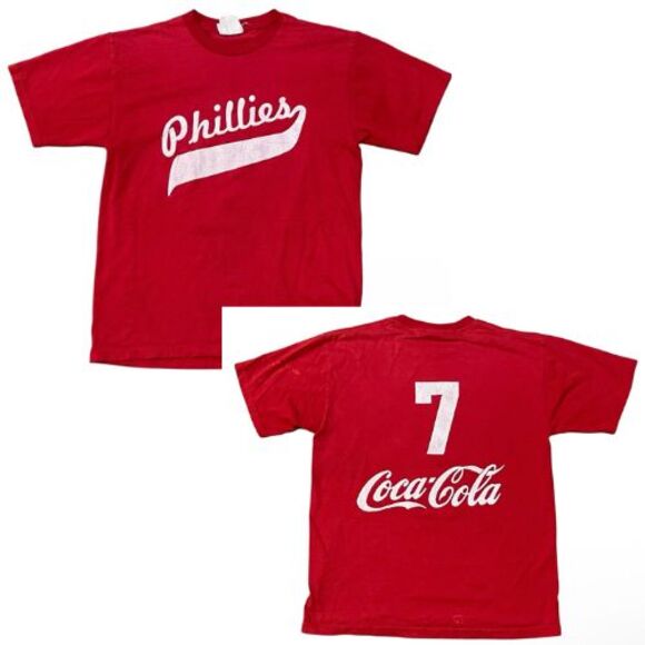 Kids t shirt Sz 14/16 Starter / Jerzees Coca Cola #7 VTG 90’s Phillies - Picture 1 of 6
